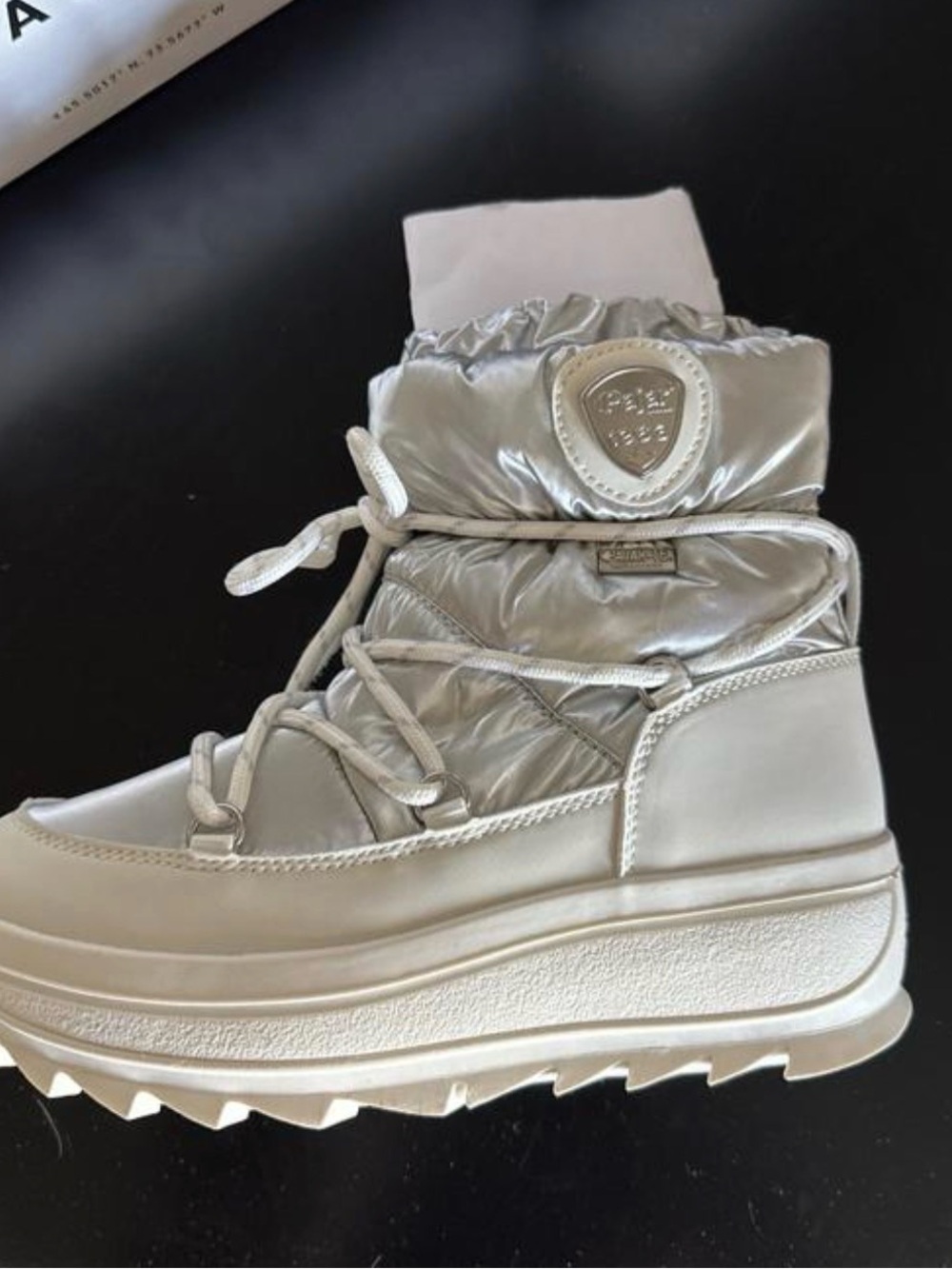 Pajar Metallic Silver Quilted Lace-Up Winter Boots